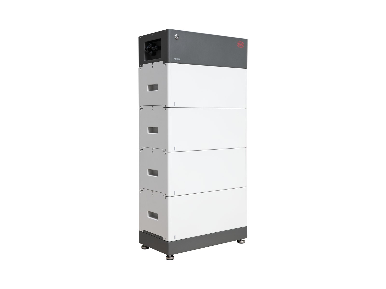 BYD Battery-Box Premium HVS stack: control unit on top of four battery modules