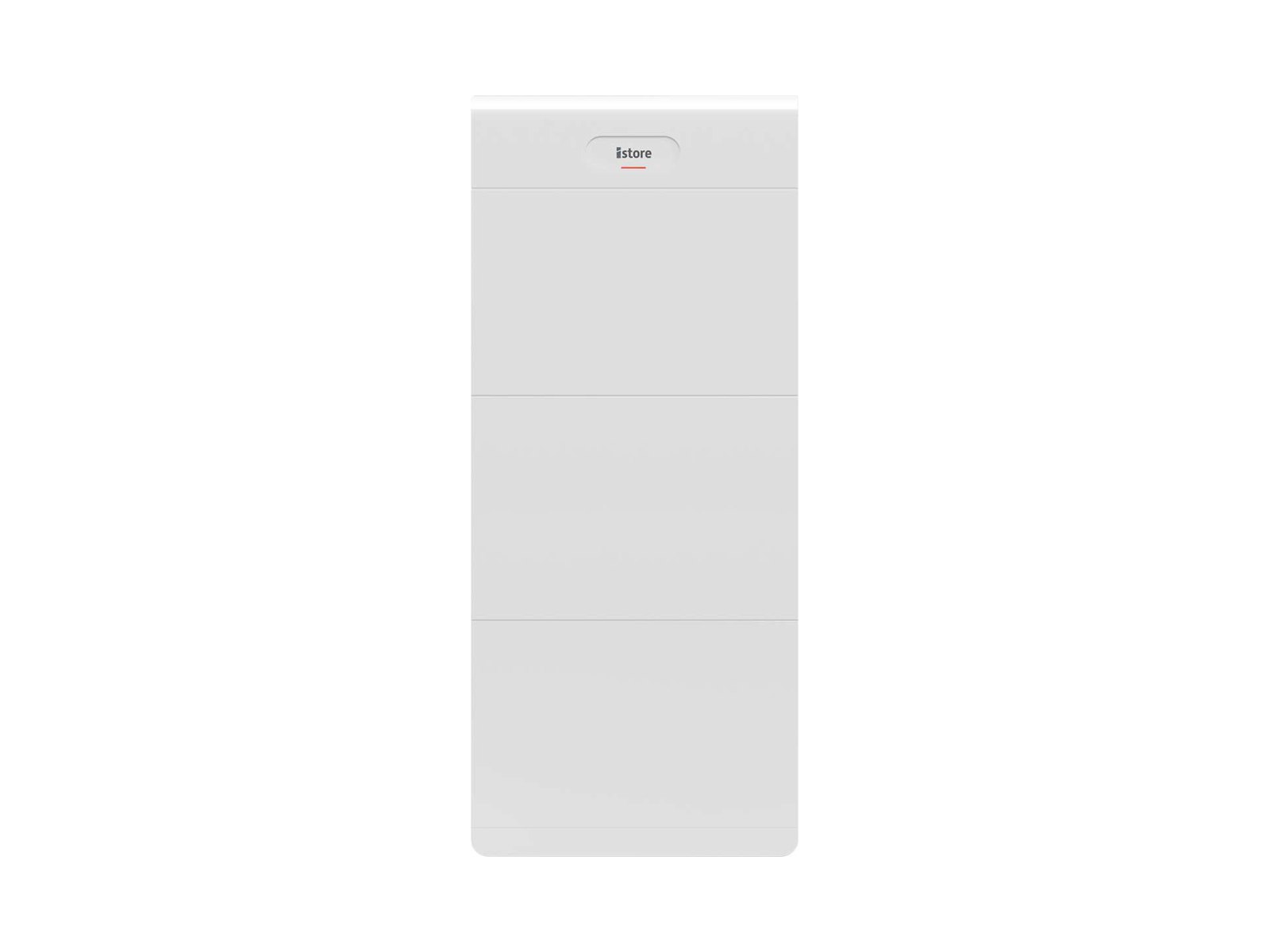 iStore Smart Battery S1 stack with power module on top of three battery modules, front view
