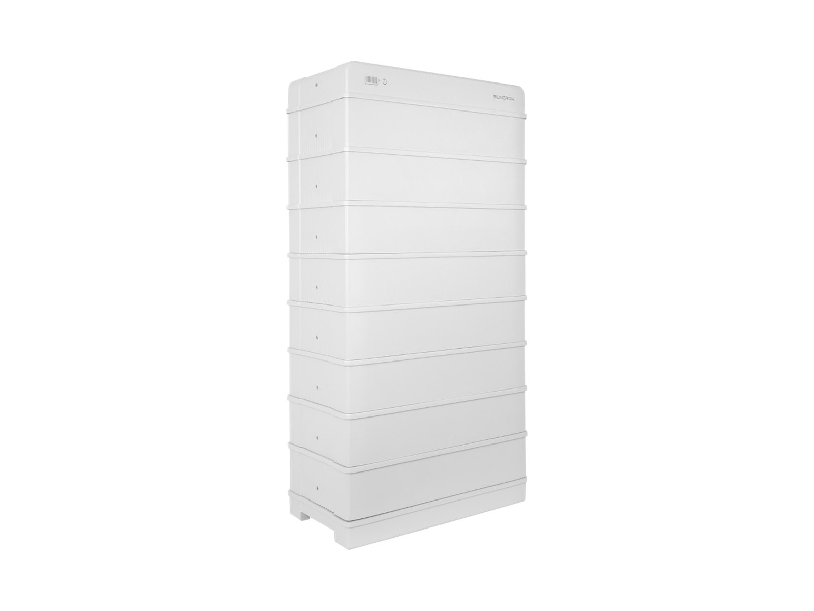 Sungrow SBR256 battery stack: control unit on top of eight 3.2 kWh modules